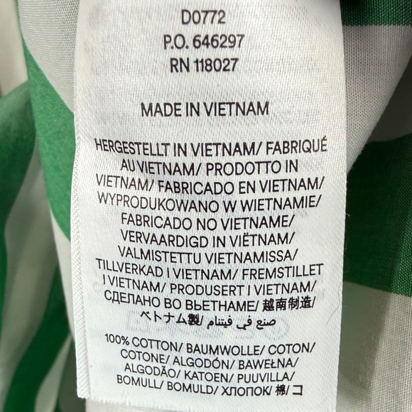 BODEN Relaxed Long Sleeve Cotton Midi Shirt Dress, Green and White Striped, 12R - Picture 10 of 11